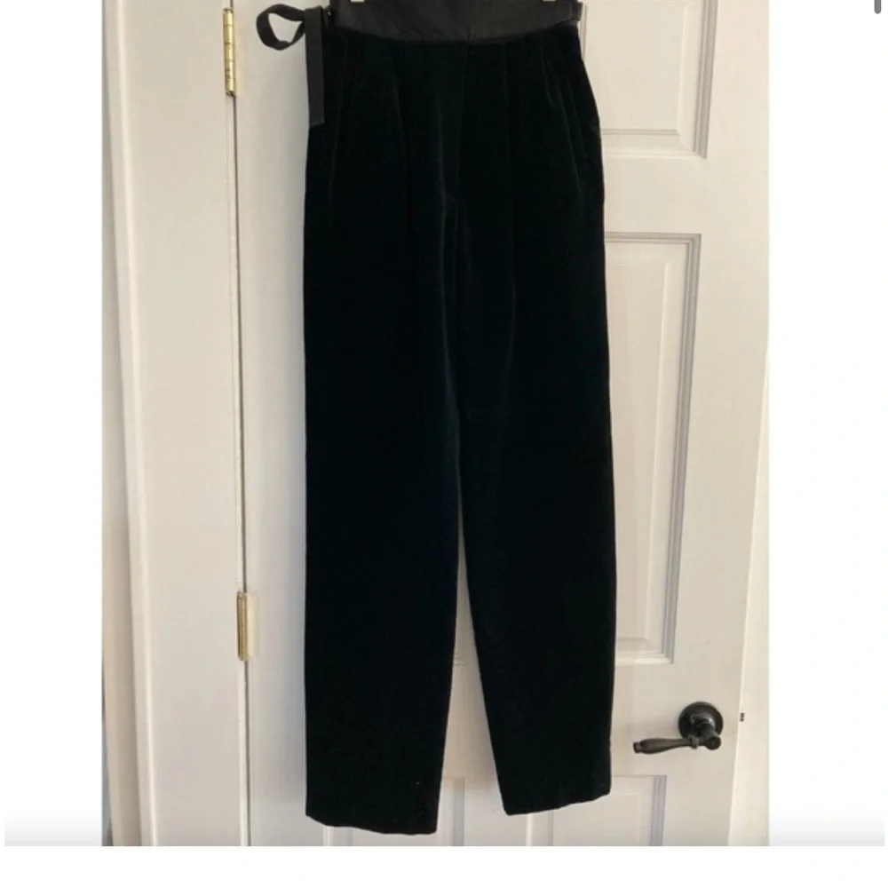Vintage Velvet Tuxedo Satin Tie Waist High Rise Pants Size 6 - Picture 2 of 10